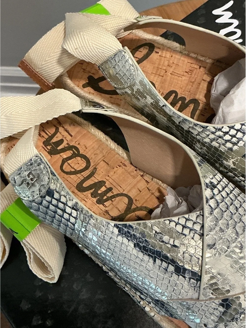 NIB Sam Edelman Alisha Snakeskin Espadrille Sandal, size 8